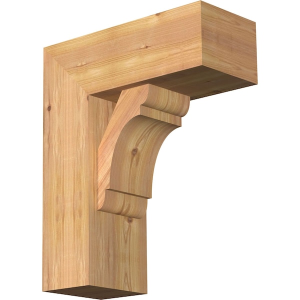 Ekena Millwork Olympic Block Smooth Bracket w/ Offset Brace, Western Red Cedar, 7 1/2"W x 18"D x 22"H BKT0806X18X22OLY05SWR - main